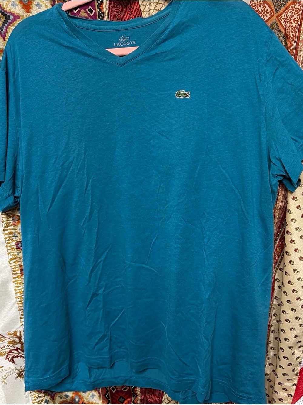 Lacoste authentic teal tee shirt alligator patch unisex size L